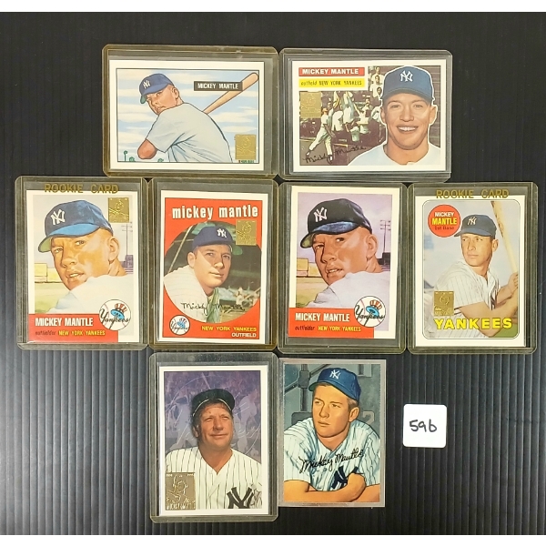 LOT OF 8 - MICKEY MANTLE BASEBALL CARDS 