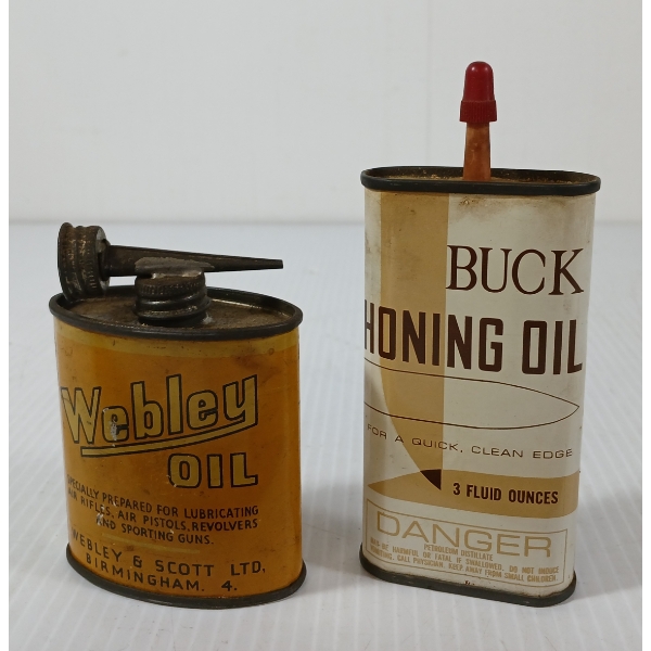 LOT OF 2 - WEBLEY OIL & BUCK HONING OIL OILERS