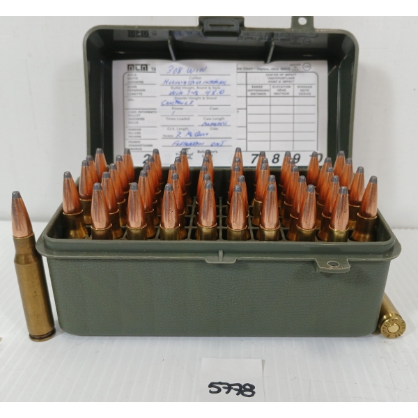 AMMO: 50X MIXED .308 WIN - 150GR - HORNADY INTERLOK - RELOADS