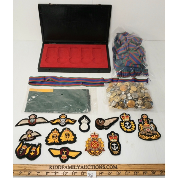 JOB LOT - CDN INSIGNIA, MEDAL DISPLAY BOX & CDN FORCES FLAG