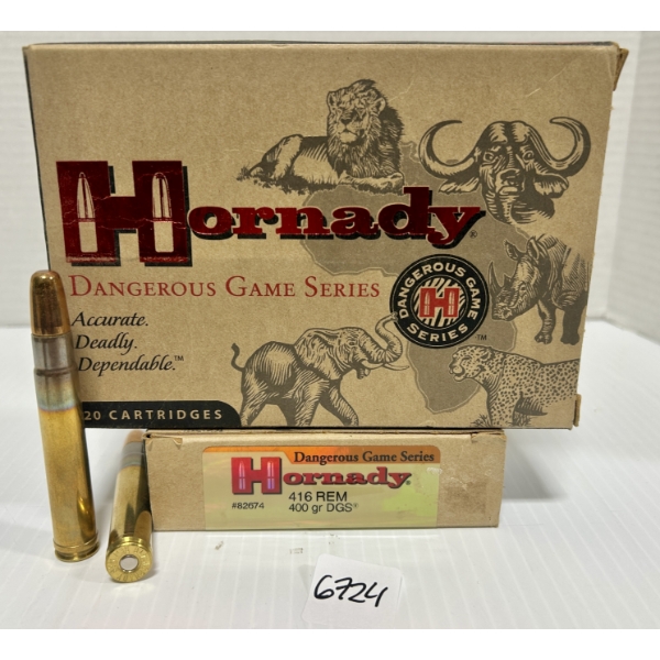 AMMO: 40X HORNADY .416 REM MAG - 400 GR SOLID