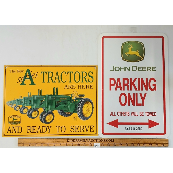 LOT OF 2 - JOHN DEERE PARKING ONLY & NEW SERIES TRACTORS - SST & PLASTIC SIGNS