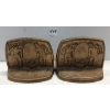 PAIR OF BRASS SMELTING MOTIF BOOKENDS 
