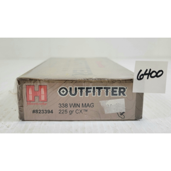 AMMO: 20X HORNADY OUTFITTER .338 WIN MAG - 225GR - CX - SEALED