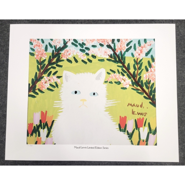 "THE WHITE CAT" BY MAUD LEWIS (1903 - 1970) - PRINT