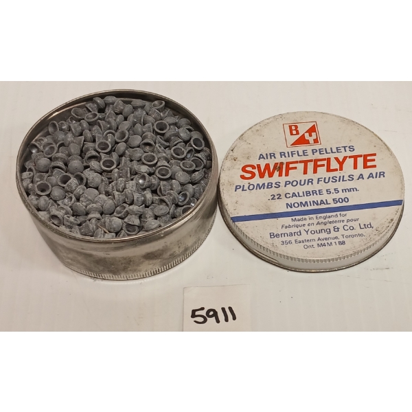 PELLETS: APPROX 500X BERNARD YOUNG .22 AIR RIFLE PELLETS