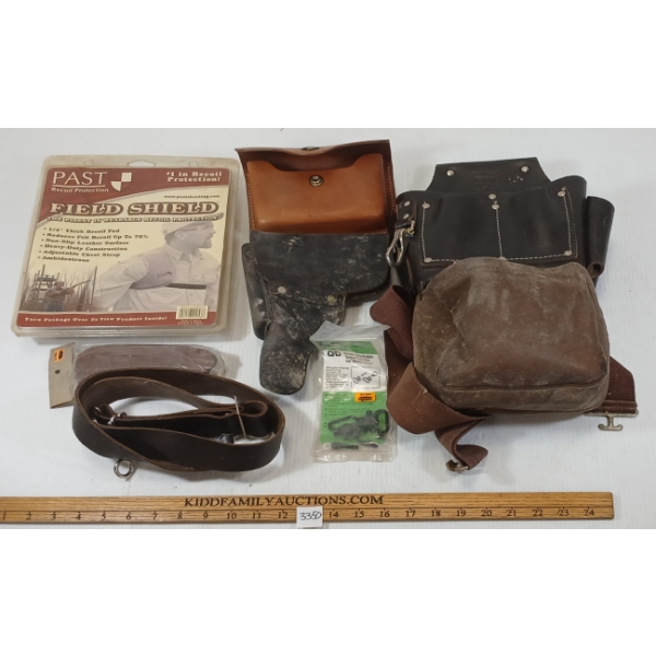 JOB LOT - LEATHER POUCHES & HOLSTERS, SLINGS, SWIVELS & RECOIL PADS