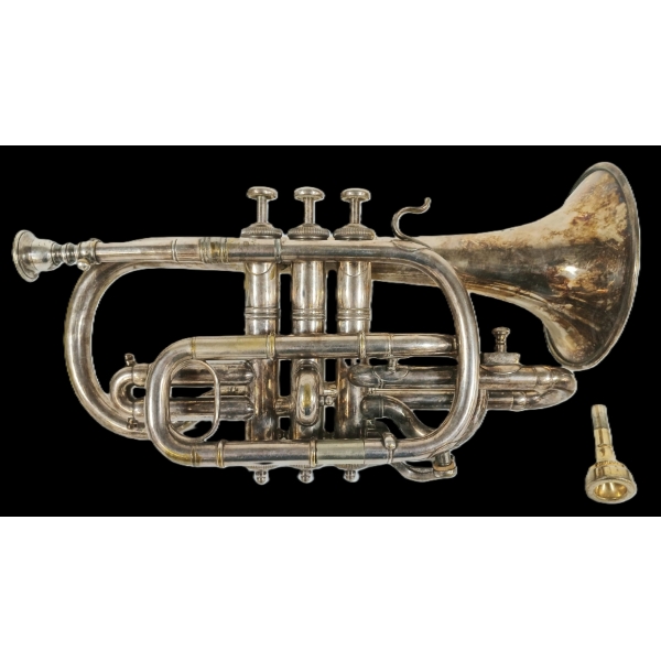 BUTLER HAYMARKET SILVER-PLATED CORNET - CIRCA 1865 - 1898