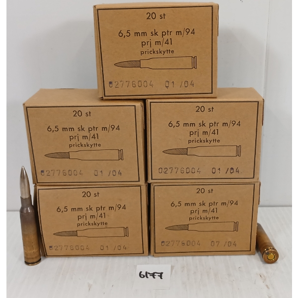 AMMO: 100X SWEDISH MILITARY RNDS 6.5MM