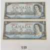 LOT OF 2 - 1954 CDN $5 BANKNOTES