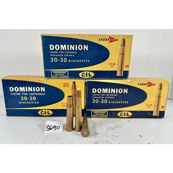 AMMO / BRASS: 59X LIVE & 1X BRASS CIL .30-30 WIN - 170 GR SP & POLY TIP