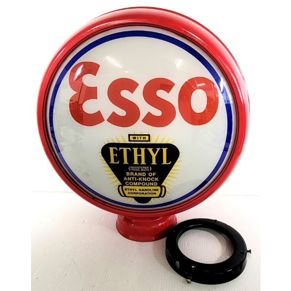 ESSO W/ ETHYL GLASS GAS PUMP GLOBE
