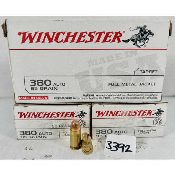 AMMO: 148X WINCHESTER .380 ACP - 95 GR FMJ