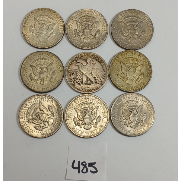 LOT OF 9 - U.S. HALF DOLLAR PCS - INCL SILVER 1934 PC