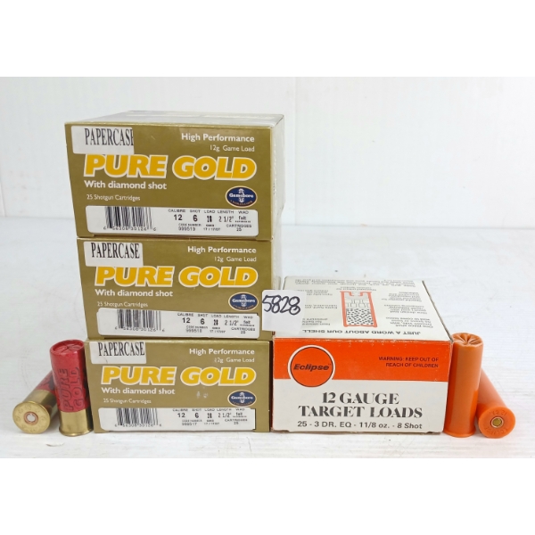 AMMO: 100X PURE GOLD & ECLIPSE 12GA - 2-1/2 & 2-3/4IN - #6 & 8 SHOT