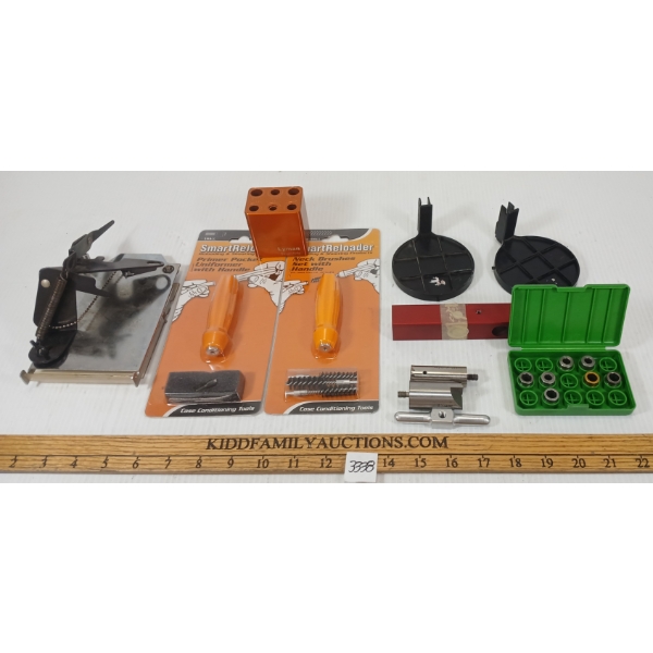 JOB LOT - RELOADING ACCESSORIES - MEC LOADER PARTS, CARTRIDGE GAUGE, BARREL CROWNING TOOLS, ETC