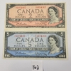 LOT OF 2 - 1954 CDN $1 & $5 BANKNOTES