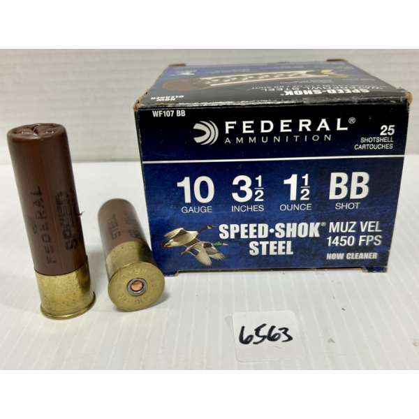 AMMO: 25X FEDERAL 10 GA 3-1/2 IN - #BB STEEL