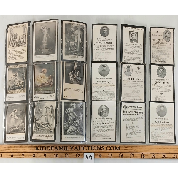 LOT OF 18 - WWI GERMAN DEATH CARDS