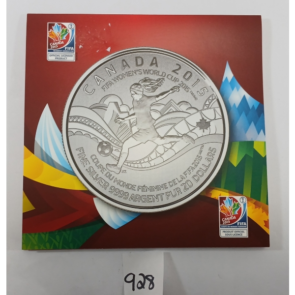 2015 RCM $20 SILVER COIN - FIFA SOCCER