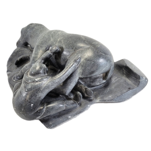 HUNTER SKINNING MOOSE - SIGNED - STONE
