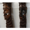 Image 4 : LOT OF 2 - AFRICAN CARVED MASK STYLE WALL DECOR