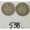Image 1 : LOT OF 2 - 1968 CDN 50 CENT COINS