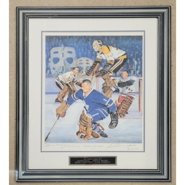 "LEGENDS OF THE CREASE" ORIGINAL SIX BY W. BURDEN - FRAMED PRINT - AUTOGRAPHED