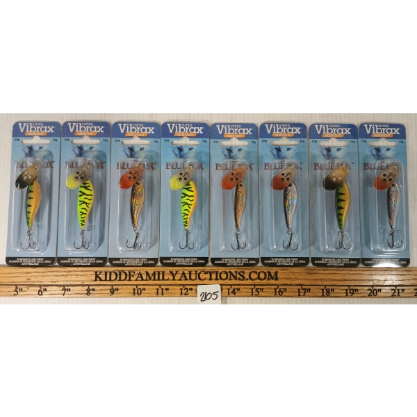LOT OF 8 - BLUE FOX SUPER VIBRAX MINNOW LURES