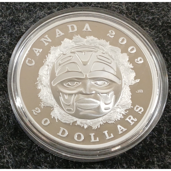 2009 RCM $20 SILVER COIN - SUMMER MOON MASK 