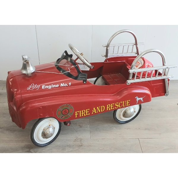 INSTEP PRESSED STEEL FIRE RESCUE LILY ENGINE NO. 1 PEDAL CAR - HAT & LADDERS