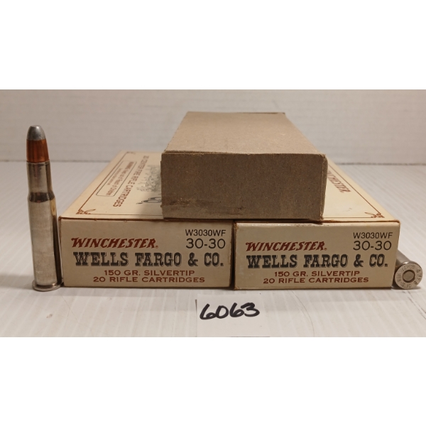AMMO: 40X WINCHESTER WELLS FARGO & CO. .30-30 WIN - 150GR - SILVERTIP