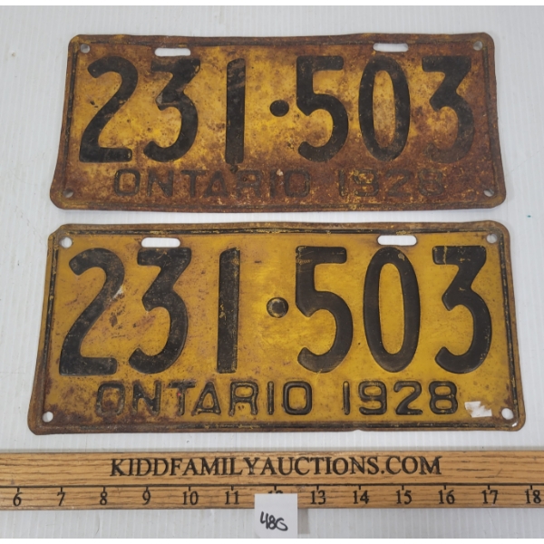 PAIR OF 1928 ONTARIO LICENCE PLATES