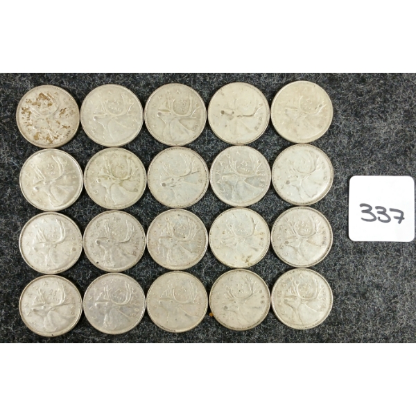 LOT OF 20 - 1968 CDN 25 CENT COINS 