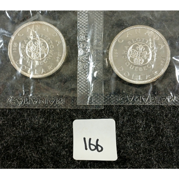  LOT OF 2 - 1964 CDN SILVER DOLLARS - CHARLOTTETOWN