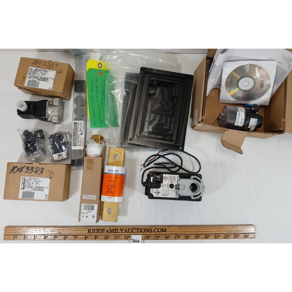 JOB LOT - INDUSTRIAL PARTS - INCL CLASS J FUSES & 2/2 WAY PROPORTIONAL VALVE, ETC.