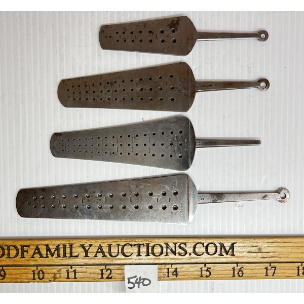 LOT OF 4 - WATCHMAKERS/JEWELERS HAND FORGED STEEL GAUGE TOOLS