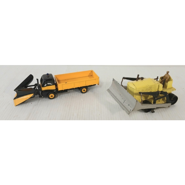 LOT OF 2 - DINKY TOYS DIECAST BLAW KNOX BULLDOZER & SNOW PLOUGH