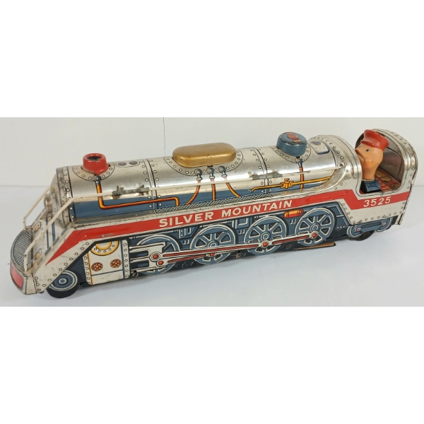 MODERN TOYS SILVER MOUNTAIN TIN LITHO BATTERY OP TRAIN
