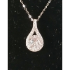 Image 2 : STERLING SILVER SIMULATED DIAMOND (CZ) TEARDROP NECKLACE 