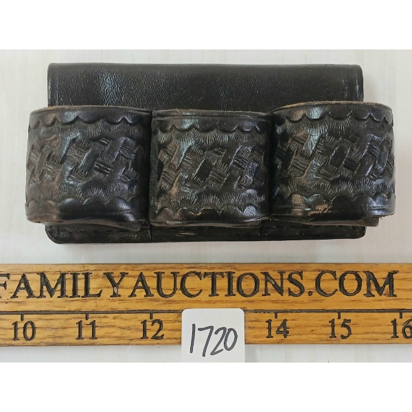 BLACK BASKETWEAVE TRIPLE SPEEDLOADER BELT SLIDE HOLDER