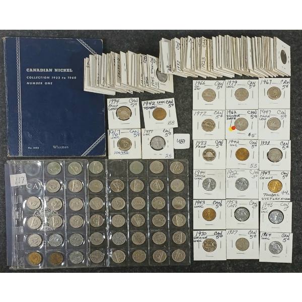 QTY OF 1922-2023 CDN 5 & 10 CENT COINS - INCL SILVER