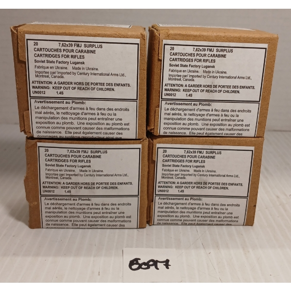 AMMO: 80X SOVIET STATE FACTORY 7.62X39 FMJ