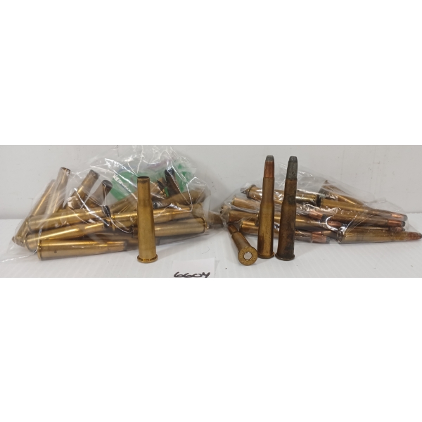 AMMO / BRASS: 19X MIXED .25-35 WIN - 117GR - SP LIVE / 26X BRASS