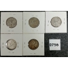 Image 1 : LOT OF 5 - 1940-1966 CDN SILVER 25 CENT COINS 