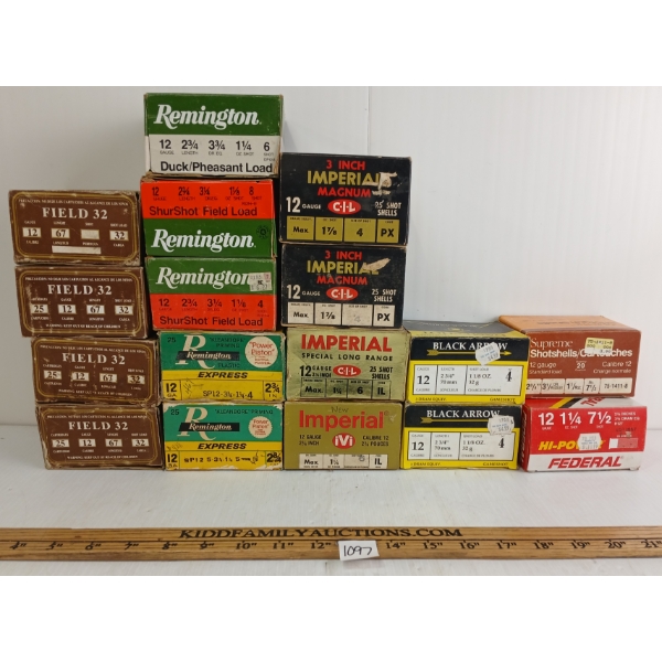 LOT OF 17 - VINTAGE AMMO BOXES - INCL IMPERIAL, FEDERAL, REMINGTON, ETC
