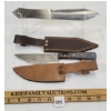 Image 3 : LOT OF 2 - UNMARKED THROWING KNIFE & R.A.K.T. DAMASCUS HUNTING KNIFE W/ SHEATHS