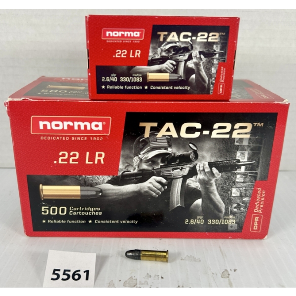 AMMO: 500X NORMA .22 LR - 40 GR LRN