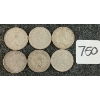 Image 2 : LOT OF 6 - 1944-1965 CDN 25 CENT COINS