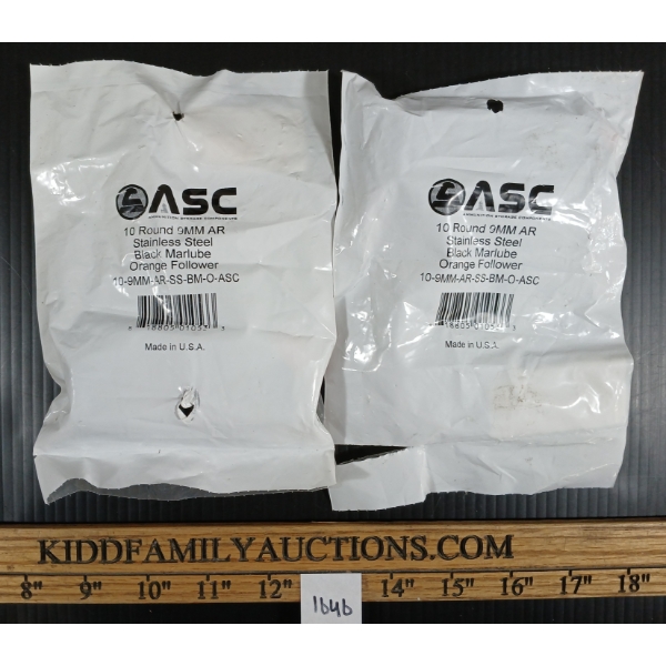 LOT OF 2 - ASC 9 MM LAR-15 10 RND PISTOL MAGAZINES - PAL REQ.